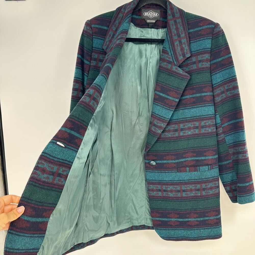 Vintage Braetan Southwestern Blazer Coat Wool Women's M Aztec Cowgirl - Picture 6 of 7